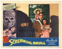 1s800 SCREAMING SKULL LC #6 '58 border art of huge skull & sexy girl, couple in peril!