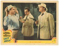 1s818 SHIP AHOY LC '42 Bert Lahr & Red Skelton in tuxedos hold bad guy Nestor Paiva at gunpoint!