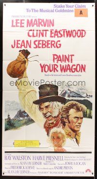 1t737 PAINT YOUR WAGON int'l 3sh '69 art of Clint Eastwood, Lee Marvin & pretty Jean Seberg!