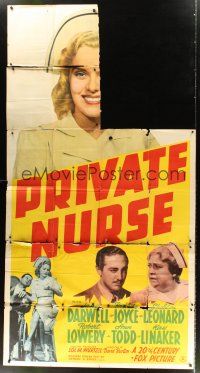 1t754 PRIVATE NURSE 3sh '41 great close up image of sexy Brenda Joyce in uniform!