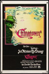 2d195 CHINATOWN 1sh '74 art of Jack Nicholson & Faye Dunaway by Jim Pearsall, Roman Polanski!