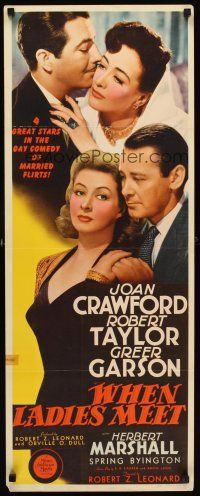 2y683 WHEN LADIES MEET insert '41 Joan Crawford, Robert Taylor, Garson & Marshall!