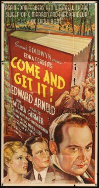 3d523 COME & GET IT 3sh '36 stone litho of Frances Farmer, Edward Arnold & McCrea, Edna Ferber!