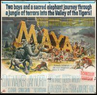 3d409 MAYA 6sh '66 Clint Walker, cool artwork of stampeding elephants & jungle animals!