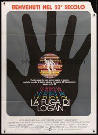 3d809 LOGAN'S RUN Italian 1p '76 art of Michael York & Jenny Agutter, cool different artwork