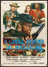 3d812 LONG DAY OF THE MASSACRE Italian 1p R73 Il lungo giorno del massacro, spaghetti western art!