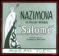 4e135 SALOME glass slide '22 wonderful Aubrey Beardsley artwork of Nazimova, Oscar Wilde!