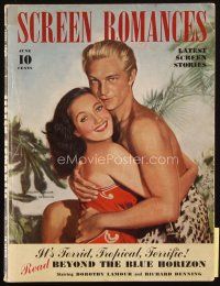 4e256 SCREEN ROMANCES magazine June 1942 art of Dorothy Lamour & Richard Denning by Earl Christy!