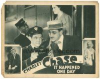 4d530 IT HAPPENED ONE DAY LC '34 close up of Charley Chase in skimmer & smoking cigar by train!