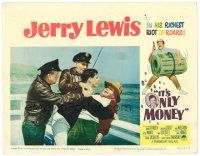 4d534 IT'S ONLY MONEY LC #7 '62 two cops pull Jerry Lewis off of scared old woman on dock!!