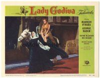 4d560 LADY GODIVA LC #6 '55 nun walks beside sexy naked Maureen O'Hara on horseback!