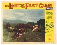 4d569 LAST OF THE FAST GUNS LC '58 Jock Mahoney & Gilbert Roland eating on the prairie!