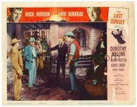 4d570 LAST SUNSET LC #1 '61 Rock Hudson watches bad guy hand his gun belt to Kirk Douglas!