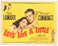 4d091 LET'S LIVE A LITTLE TC '48 artwork of sexy Hedy Lamarr & Robert Cummings!