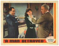 4d605 MAN BETRAYED LC '41 close up of pretty Frances Dee between Edward Ellis & Harold Huber!