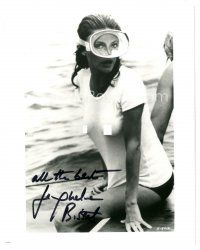 5a749 JACQUELINE BISSET signed 8x10 REPRO still '80s classic c/u in seethrough T-shirt in The Deep!