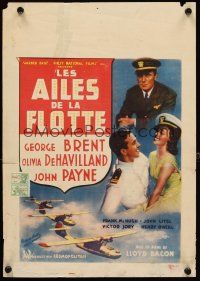 5k421 WINGS OF THE NAVY 11x16 Belgian '40s George Brent, Olivia de Havilland, battleships rule sky!