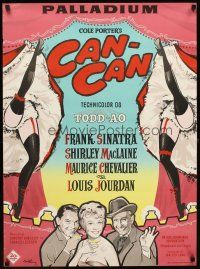 5k478 CAN-CAN Danish '60 Stilling art of Frank Sinatra, Shirley MacLaine & Maurice Chevalier!