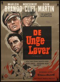 5k508 YOUNG LIONS Danish '59 art of Nazi Marlon Brando, Dean Martin & Montgomery Clift!