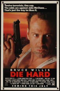 5k151 DIE HARD advance 1sh '88 Bruce Willis vs twelve terrorists, action classic!