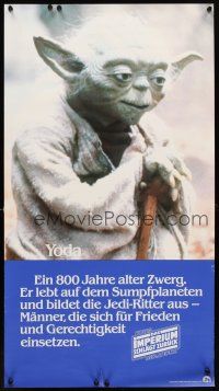 5k312 EMPIRE STRIKES BACK German 18x33 '80 George Lucas classic, great image of Yoda, rare!