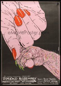 5k442 ROSEMARY'S BABY Polish 27x38 '84 Roman Polanski, different art of hands by Andrzej Pagowski!