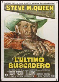 5r209 JUNIOR BONNER Italian 1p '72 different art of rodeo cowboy Steve McQueen by Renato Casaro!