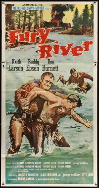 5s687 FURY RIVER int'l 3sh '62 Buddy Ebsen, different art of pioneers fighting in river!