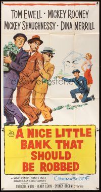 5s784 NICE LITTLE BANK THAT SHOULD BE ROBBED 3sh '58 Tom Ewell, Mickey Rooney & Shaughnessy!