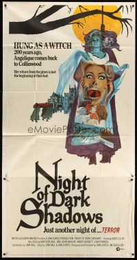 5s786 NIGHT OF DARK SHADOWS int'l 3sh '71 wild art of the woman hung as a witch 200 years ago!
