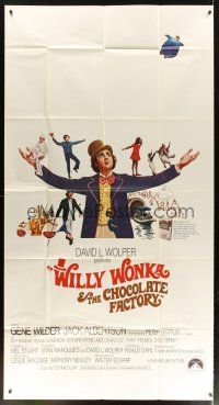 5s896 WILLY WONKA & THE CHOCOLATE FACTORY int'l 3sh '71 Gene Wilder, it's scrumdidilyumptious!