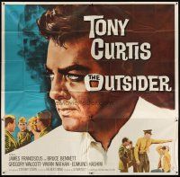 5s124 OUTSIDER 6sh '62 great close up art of Tony Curtis as Ira Hayes of Iwo Jima fame!