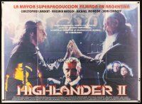 5s161 HIGHLANDER 2 Argentinean 43x58 '91 immortals Christopher Lambert & Sean Connery!