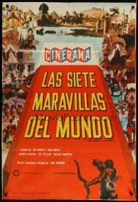 5s281 SEVEN WONDERS OF THE WORLD Argentinean '56 travelogue of the famous landmarks in Cinerama!
