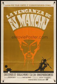 5s310 VENGEANCE OF FU MANCHU Argentinean '67 cool art of Asian villain Christopher Lee!