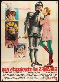 5s421 DON'T STING THE MOSQUITO Italian 1p '67 Lina Wertmuller, wacky art of Rita Pavone & knight!