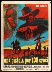 5s443 GUNMAN OF ONE HUNDRED CROSSES Italian 1p '71 cool spaghetti western art by P. Franco!