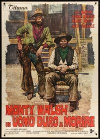 5s483 MONTE WALSH Italian 1p '70 different art of cowboy Lee Marvin & Jack Palance by Ciriello!