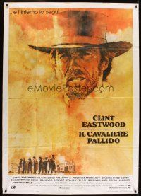 5s495 PALE RIDER Italian 1p '85 great artwork of cowboy Clint Eastwood by C. Michael Dudash!