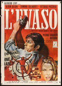 5s554 WIDOW COUDERC Italian 1p '71 cool different art of Alain Delon by Rodolfo Gasparri!