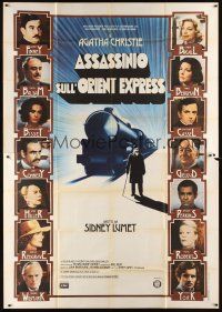 5s360 MURDER ON THE ORIENT EXPRESS Italian 2p '74 great different art of train & top cast!