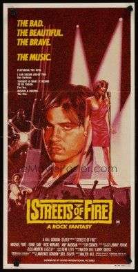 5t948 STREETS OF FIRE Aust daybill '84 Walter Hill, Michael Pare Diane Lane, cool different art!