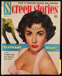 6b352 SCREEN STORIES magazine January 1954 sexy Elizabeth Taylor starring in Elephant Walk!