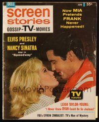 6b362 SCREEN STORIES magazine June 1968 Elvis Presley & sexy Nancy Sinatra star in Speedway!