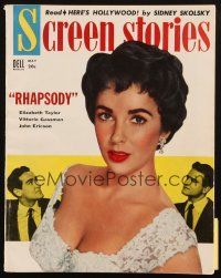 6b355 SCREEN STORIES magazine May 1954 sexy Elizabeth Taylor, Gassman & Ericson in Rhapsody!