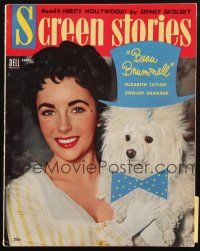 6b356 SCREEN STORIES magazine September 1954 Elizabeth Taylor & cute dog starring in Beau Brummell