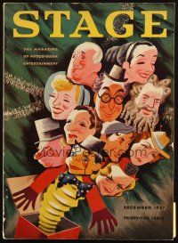 6b268 STAGE magazine December 1937 cool jack-in-the-box art with top stars by Stuart Graves!