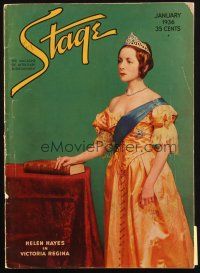 6b266 STAGE magazine January 1936 full-length art of regal Helen Hayes in Victoria Regina!