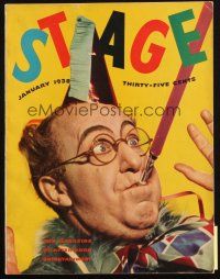 6b269 STAGE magazine January 1938 wacky New Year's portrait of Ed Wynn by Alfredo Valente!