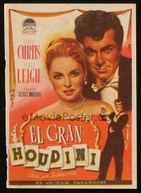 6b734 HOUDINI Spanish herald '53 Albericio art of Tony Curtis as the famous magician + Janet Leigh